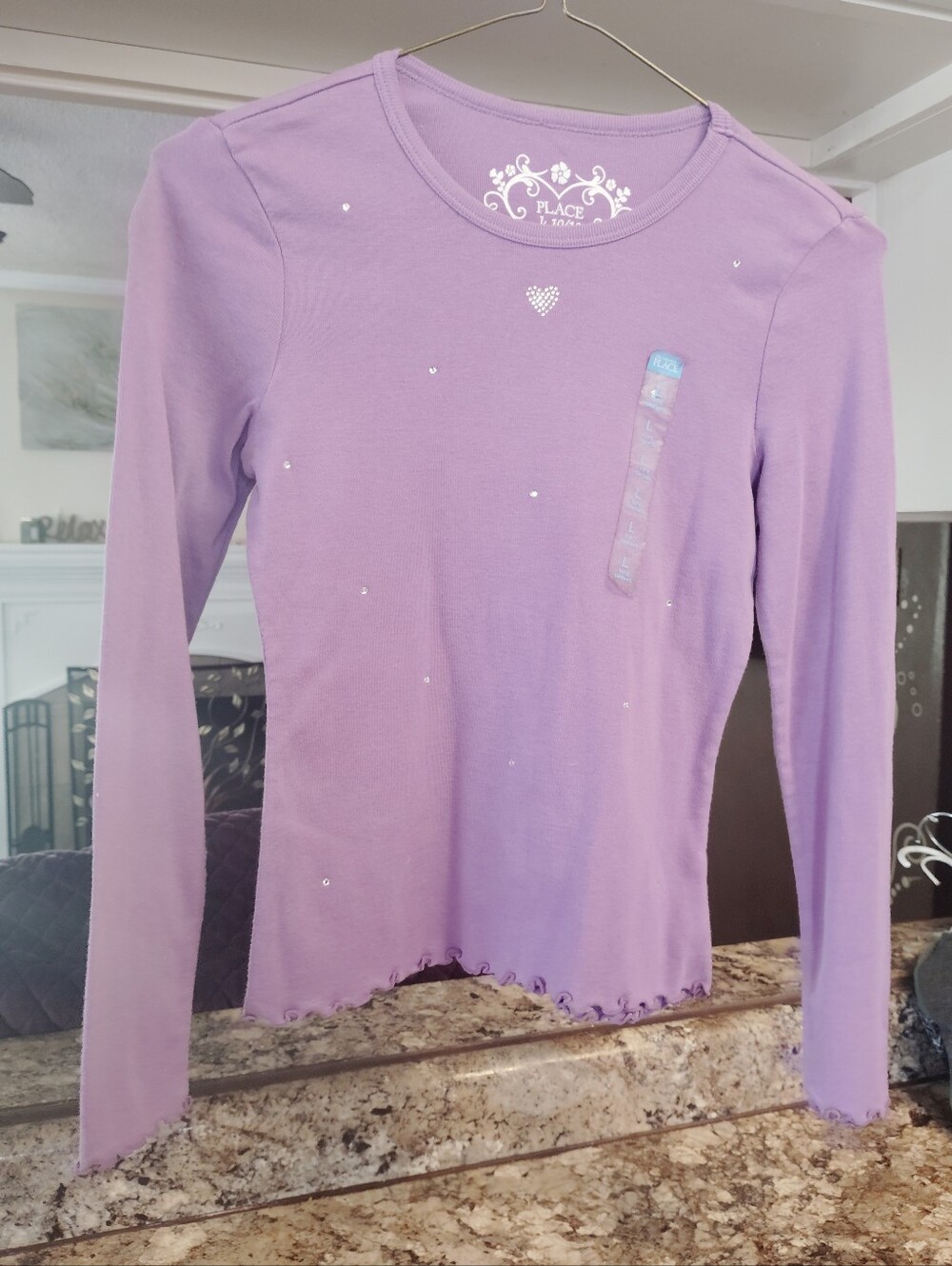 Nwt The Children's Place Lavender Long-Sleeve Tee with Rhinestones